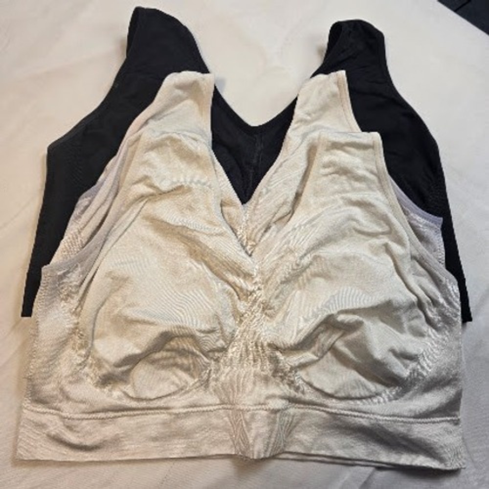 Truekind Daily Comfort Wireless Shaper Bra 3 Pack Black White Lavender Size 2XL